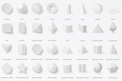 Realistic white basic 3d shapes in top and front view isolated on the alpha 스톡 일러스트