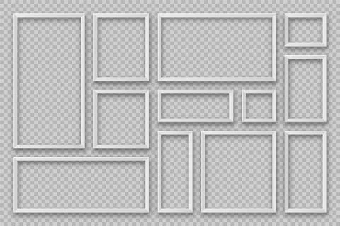 Realistic white blank picture frames collection. Modern poster mockup. Empty Stockillustratie