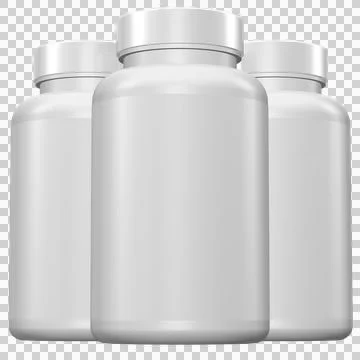 Realistic White Bottles 3D Rendering Mockup Template Stock Illustration