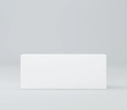 Realistic white box, cube, podium or blank pedestal. White platform. 3d 스톡 일러스트