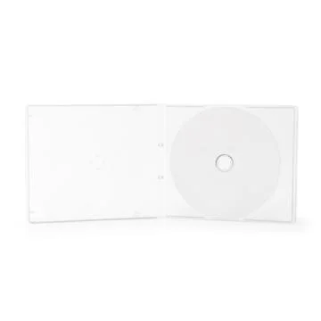 Realistic white cd with box cover template isolated on white background wit.. Stock Photos