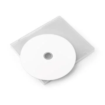Realistic white cd with box cover template isolated on white background wit.. Stock Photos