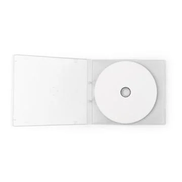 Realistic white cd with box cover template isolated on white background wit.. Stock Photos
