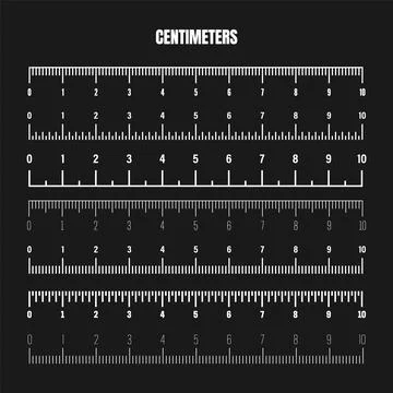 Realistic white centimeter scale for measuring length or height. Various 스톡 일러스트