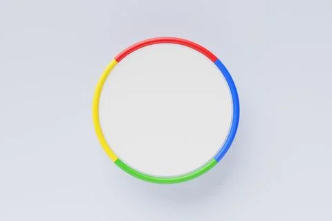 Realistic white circle with multi-colored frame for notes. 3d illustration. B 스톡 일러스트