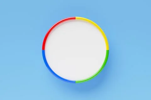 Realistic white circle with multi-colored frame for notes. 3d illustration. B 스톡 일러스트