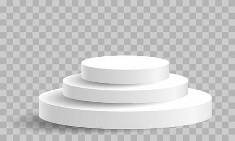 Realistic white circle podium steps on grey checkered Stock Illustration