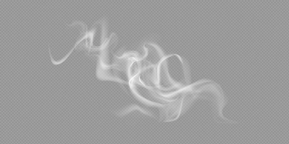 Realistic white cloud or fire smoke in the sky and vector weather element on Stock Illustration