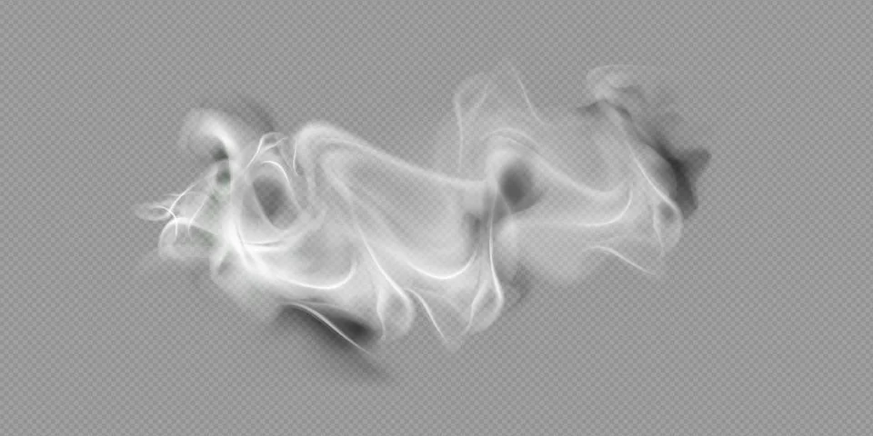 Realistic white cloud or fire smoke in the sky and vector weather element on Stock Illustration