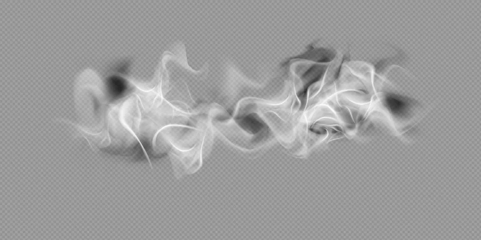 Realistic white cloud or fire smoke in the sky and vector weather element on Stock Illustration