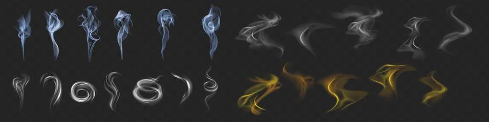 Realistic white cloud or fire smoke in the sky and vector weather element on Stock Illustration