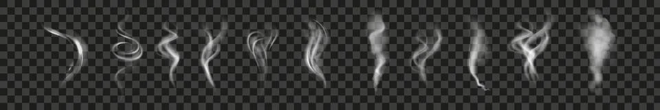 Realistic white cloud or fire smoke in the sky and vector weather element on Stock Illustration