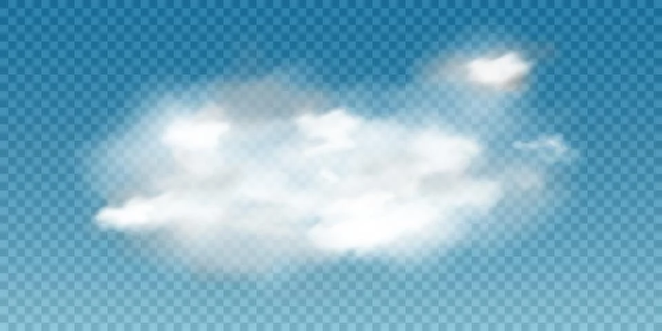 Realistic white cloud. Vector illustration of 3d smoke or fog. Natural cumulus 스톡 일러스트