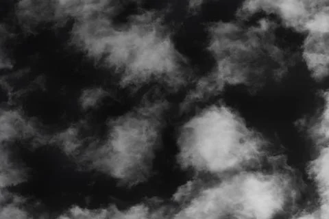 Realistic White Clouds on Black Background for Special Effect Overlays Stock Photos