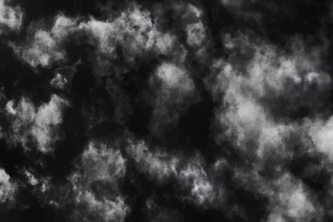 Realistic White Clouds on Black Background for Special Effect Overlays Stock Photos