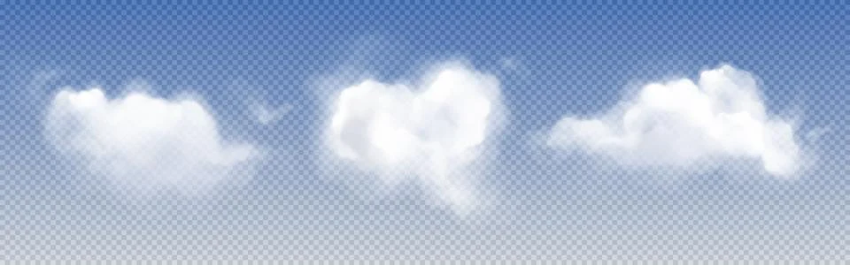 Realistic white clouds set Illustration