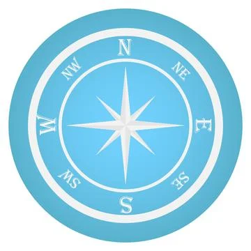 A realistic white compass on a blue background. Stock Illustration