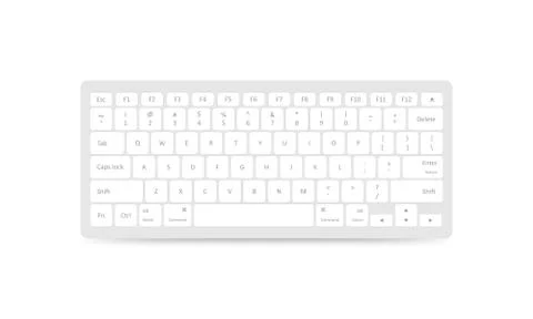 Realistic white computer keyboard isolated. Vector illustration EPS 10 Stock Illustration