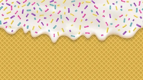 Realistic white cream and wafer for wallpaper design. Vector sea Stock Illustration