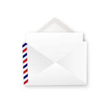 Realistic white envelope in different positions. Folded and unfolded envelope Illustrazione stock