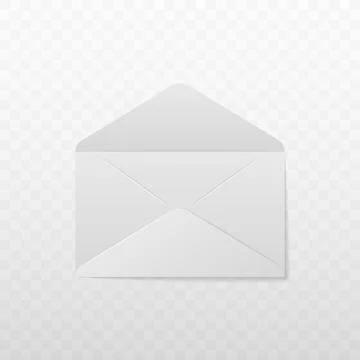 Realistic white envelope mockup. Open paper envelope letter isolated on Stock Illustration