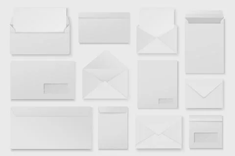 Realistic White Envelopes Stock Illustration