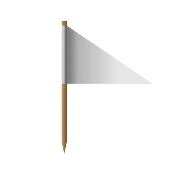 Realistic white flag isolated on background. 3D pillar blank pole. Icon flagp Stock Illustration