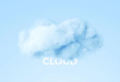 Realistic white fluffy cloud isolated on blue background. Cloud sky background Stock Illustration