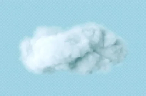 Realistic white fluffy cloud isolated on transparent background. Cloud sky Illustrazione stock