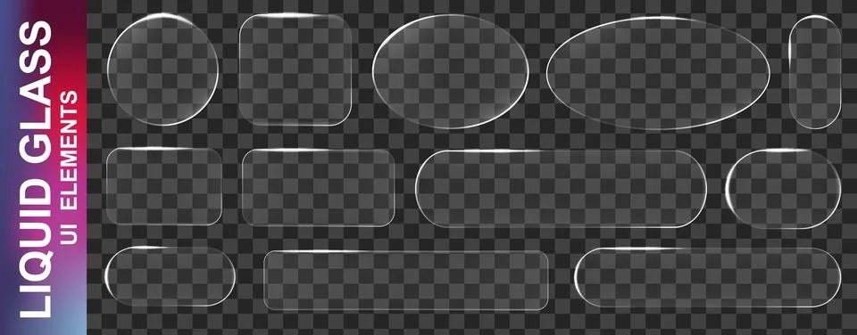 Realistic white glassmorphism style basic IU mockup elements isolated on Stock Illustration