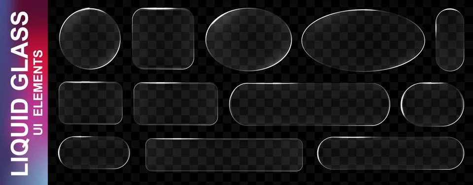 Realistic white glassmorphism style basic IU mockup elements isolated on Stock Illustration