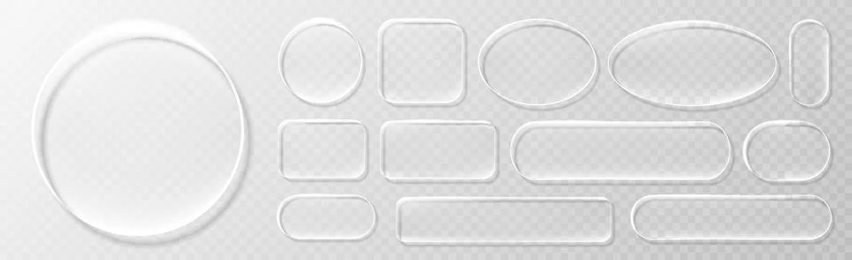 Realistic white glassmorphism style basic IU mockup elements isolated on Stock Illustration