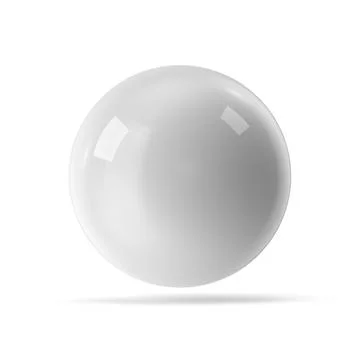 Realistic White Glossy Sphere with Shadow Stock Illustration