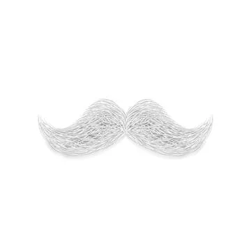 Realistic white gray mustache, element of Santa Claus, Christmas New Year on  Stock Illustration