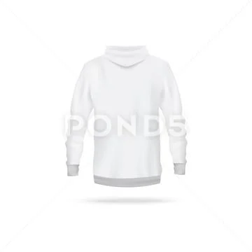 Realistic white hoodie mockup from back view men s long sleeve