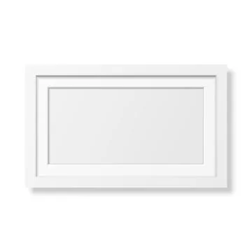 Realistic White Horizontal Picture Frame Vector Illustration. Minimal Photo Stock Illustration