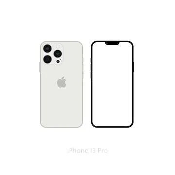 Realistic white iPhone 13 pro mockup, Smartphone white screen, iPhone Stock Illustration