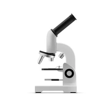 Realistic White Laboratory Microscope Isolated On Background Illustrazione stock