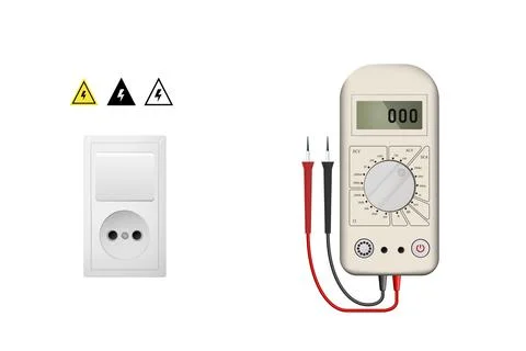 Realistic white multimeter for measuring current and voltage. Stock Illustration