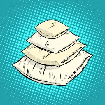 Realistic white pillows, retro vector Stock Illustration