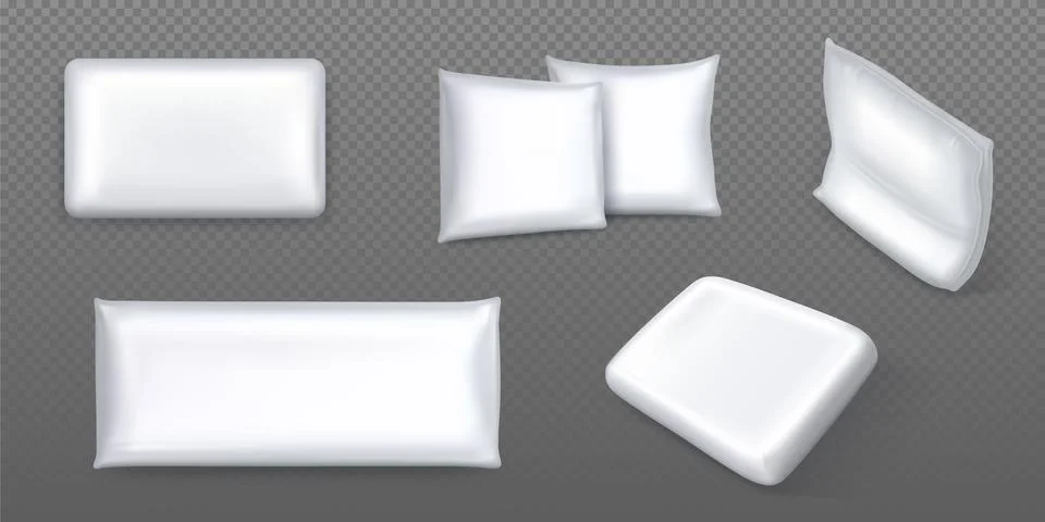 Realistic white pillows on transparent background Stock Illustration