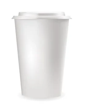 Realistic white plastic cup for cold and hot drinks. Stock Illustration