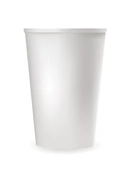 Realistic white plastic cup for cold and hot drinks. Stock-Illustration