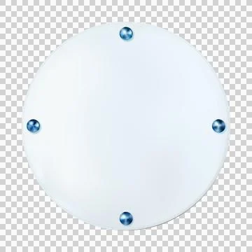 Realistic white round plate with rivets. Stock Illustration