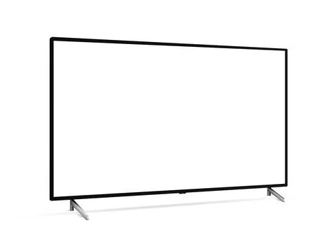 Realistic white screen LED TV television from angled view Stock Illustration