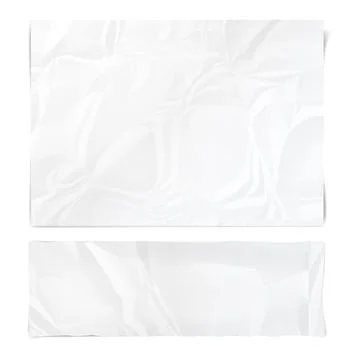 Realistic white sheets of crumpled paper. Wrinkled papers texture Stock Illustration