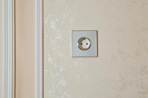 Realistic white socket.  illustration. plug white shadow rectangle wall . Whi Stock Photos