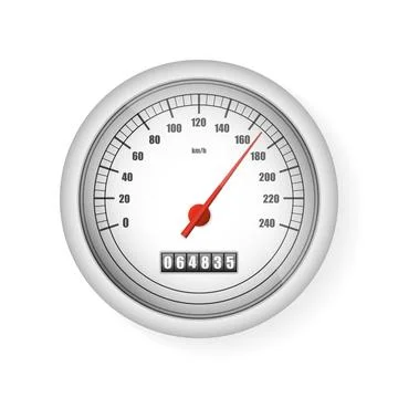Realistic white speedometer isolated on transparent background. Sport car Stock Illustration