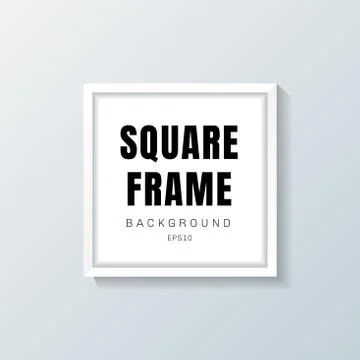 Realistic white square frame mockup on gray background Stock Illustration
