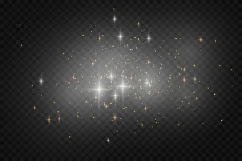 Realistic white star dust light effect isolated on transparent. Stock vector Stock Illustration